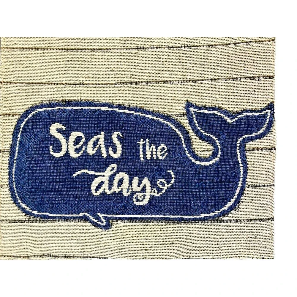 Summer Tapestry Table Runner Seas the Day Whale Coastal Beach House 13x72